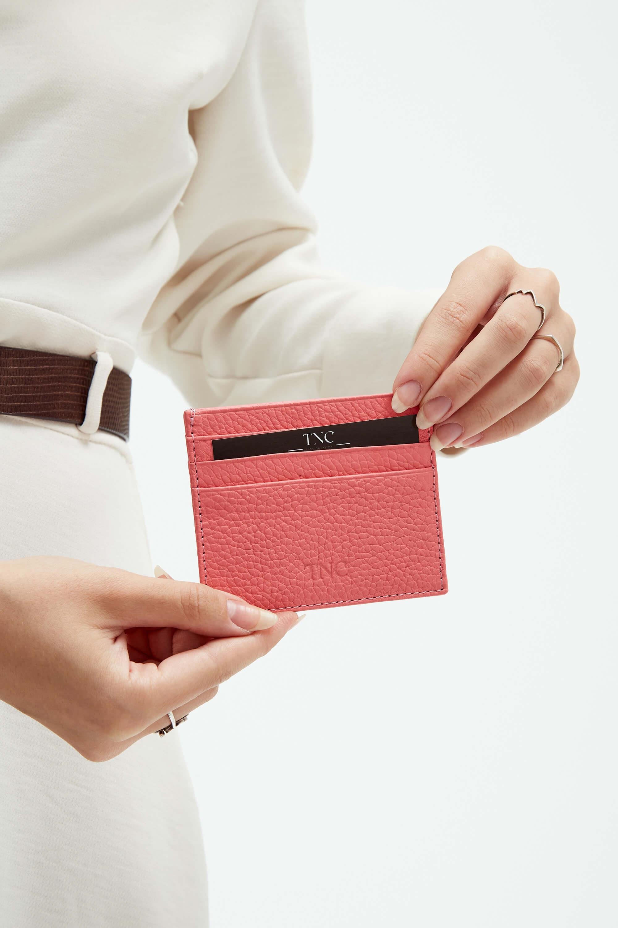 Tamer Tanca Unisex Hakiki Deri Pembe Kartlık