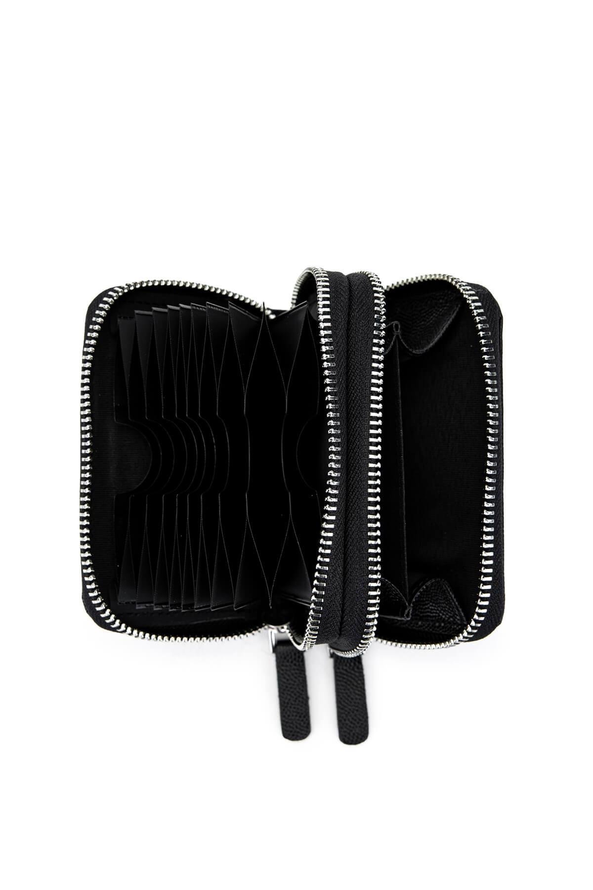 Tamer Tanca Unisex Hakiki Deri Siyah Havyar Cüzdan Cuzdan