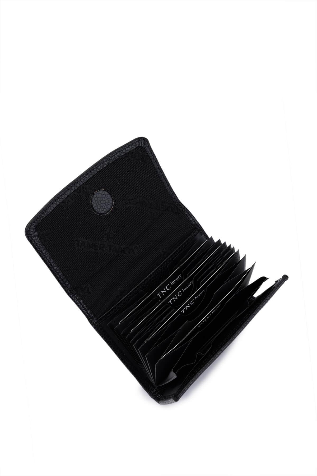 Tamer Tanca Unisex Hakiki Deri Siyah Havyar Kartlık