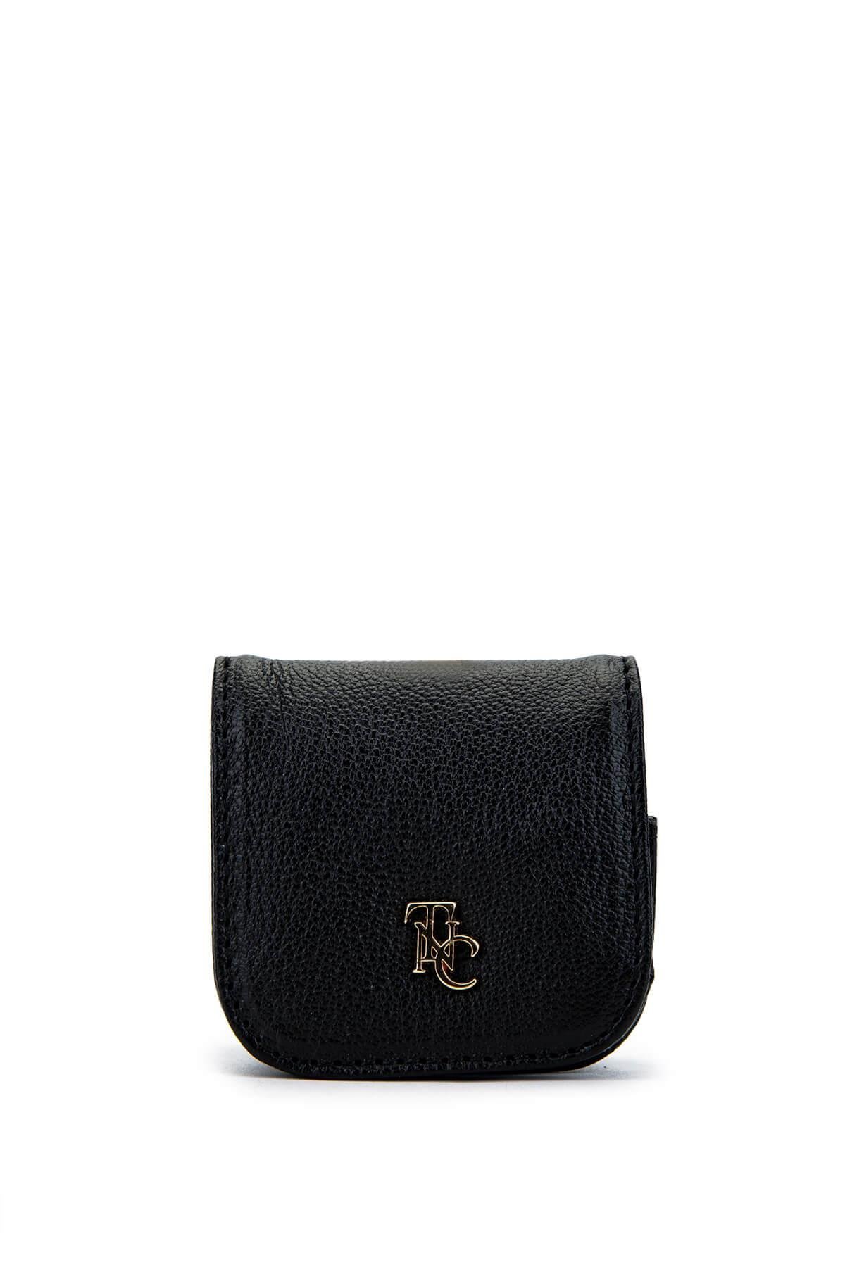 Tamer Tanca Unisex Hakiki Deri Siyah Havyar Airpodsluk Cuzdan