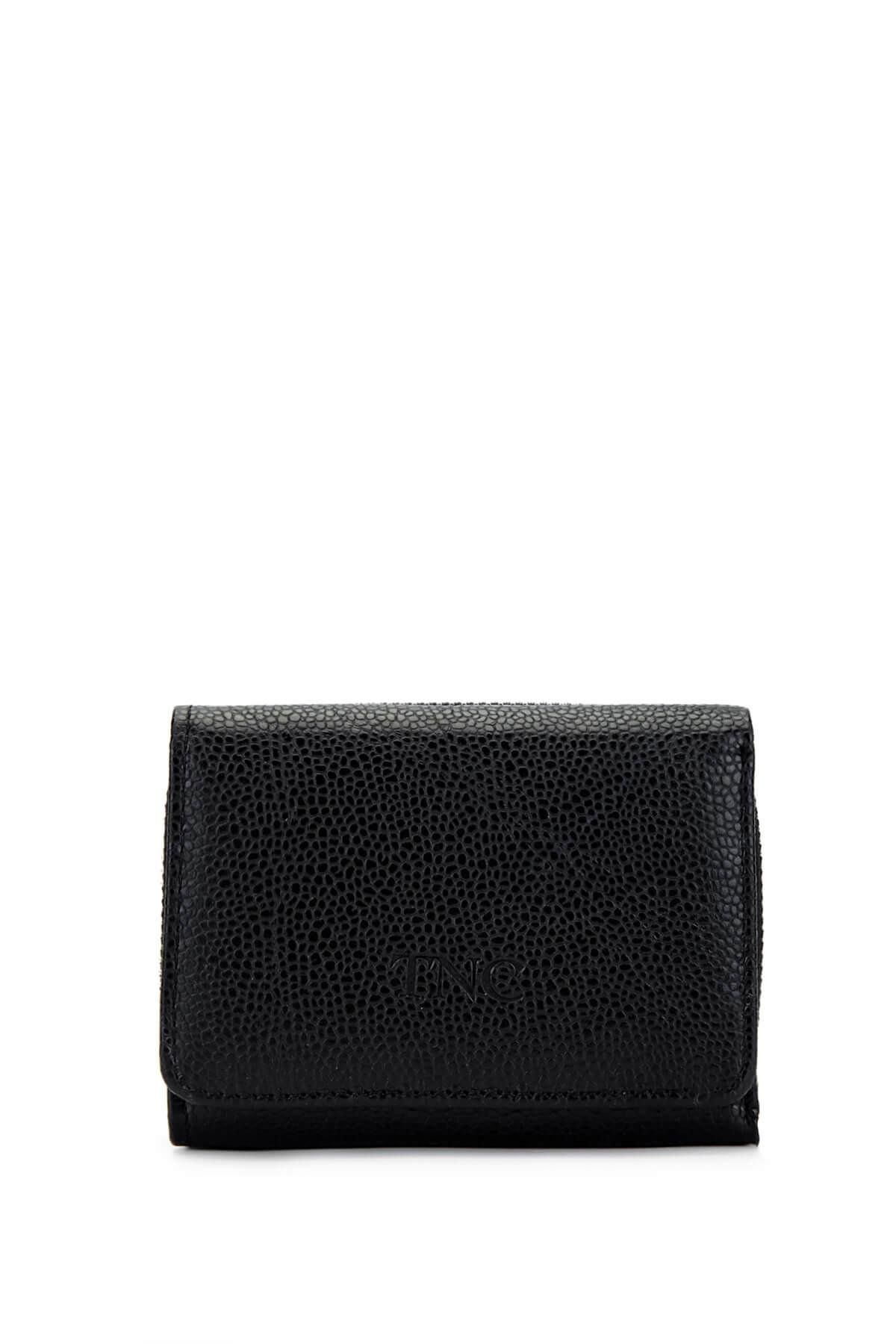 Tamer Tanca Unisex Hakiki Deri Siyah Havyar Cüzdan Cuzdan