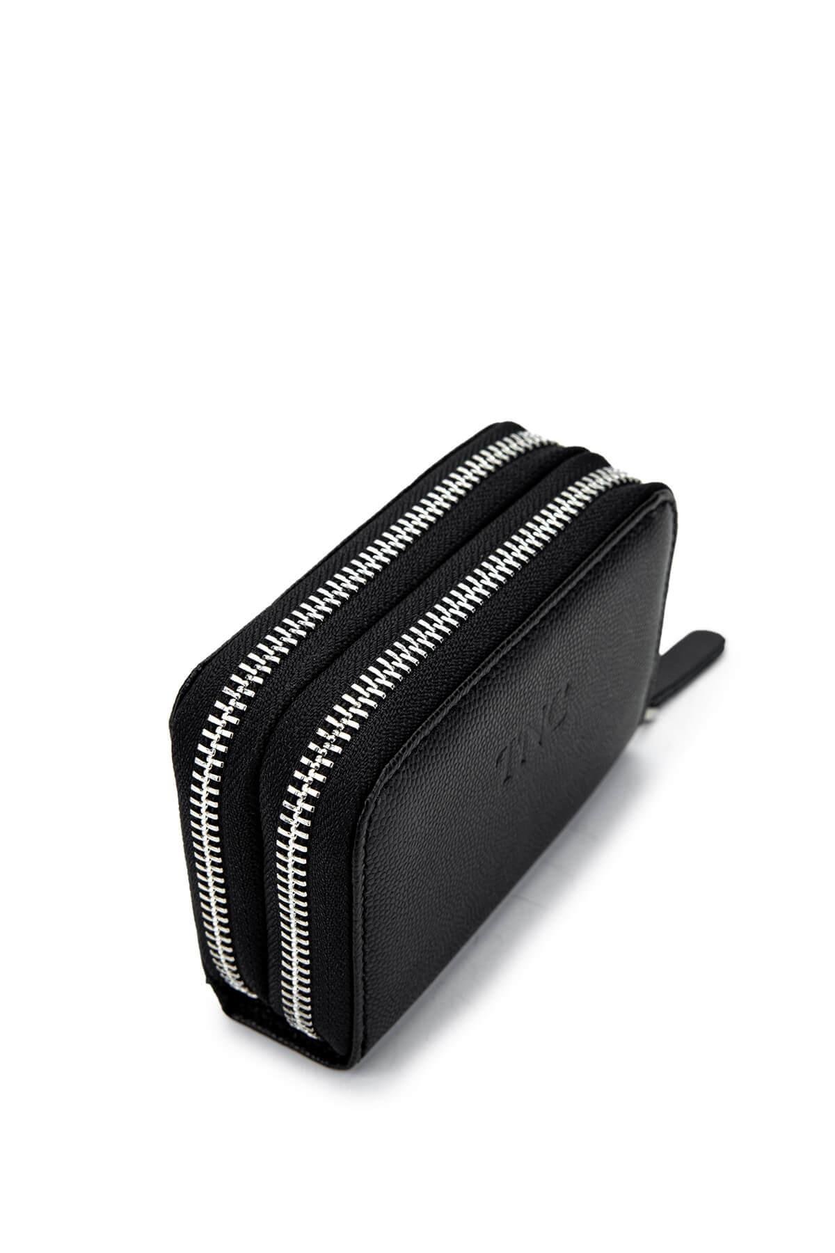 Tamer Tanca Unisex Hakiki Deri Siyah Havyar Cüzdan Cuzdan