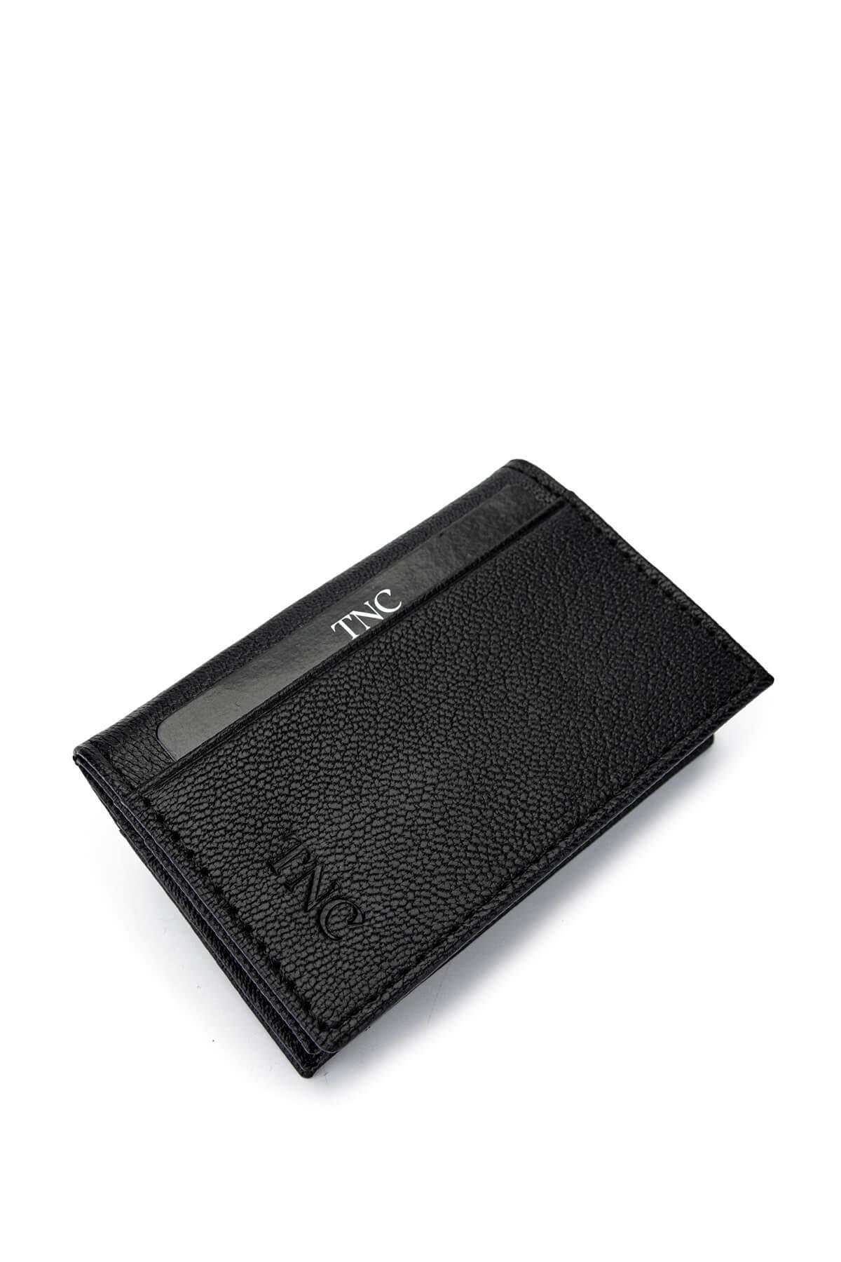Tamer Tanca Unisex Hakiki Deri Siyah Havyar Kartlık