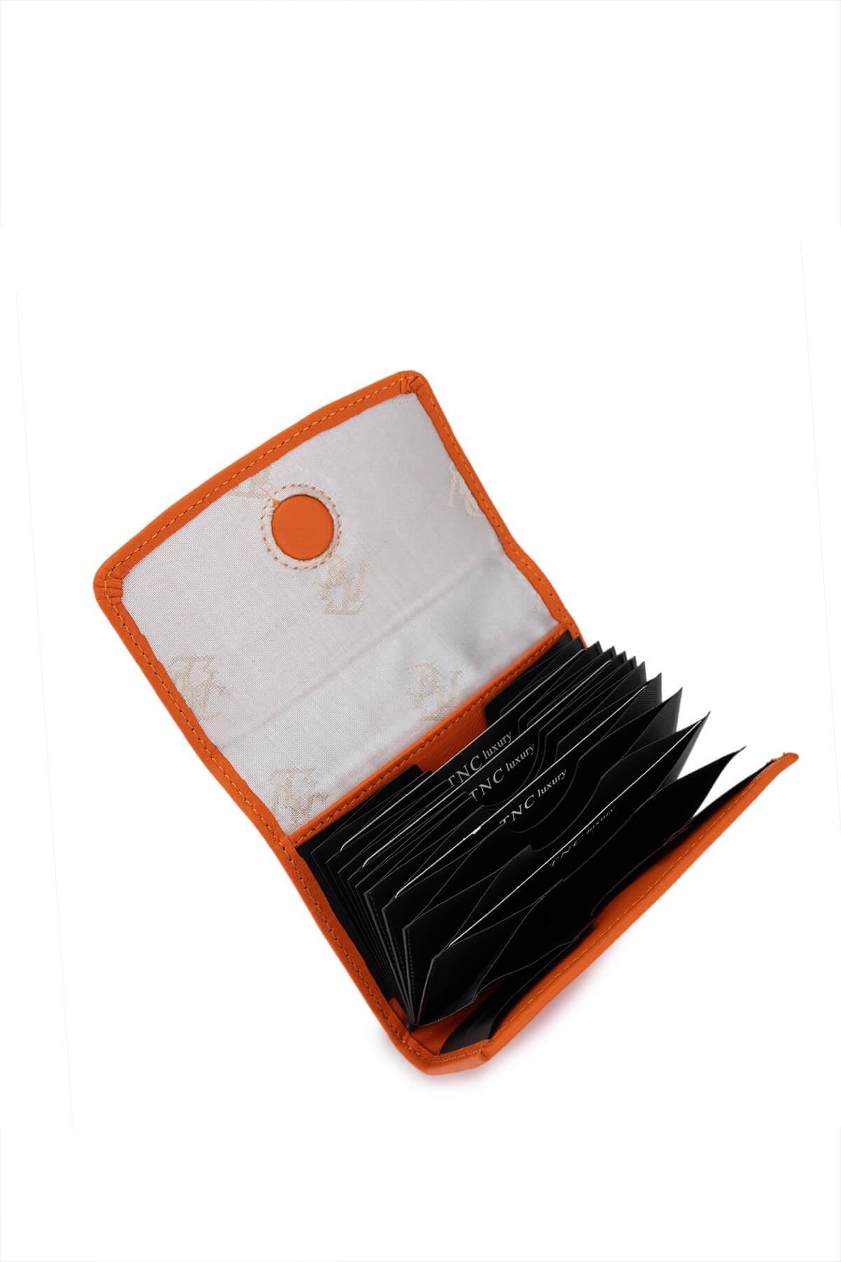 Tamer Tanca Unisex Hakiki Deri Turuncu Kartlık