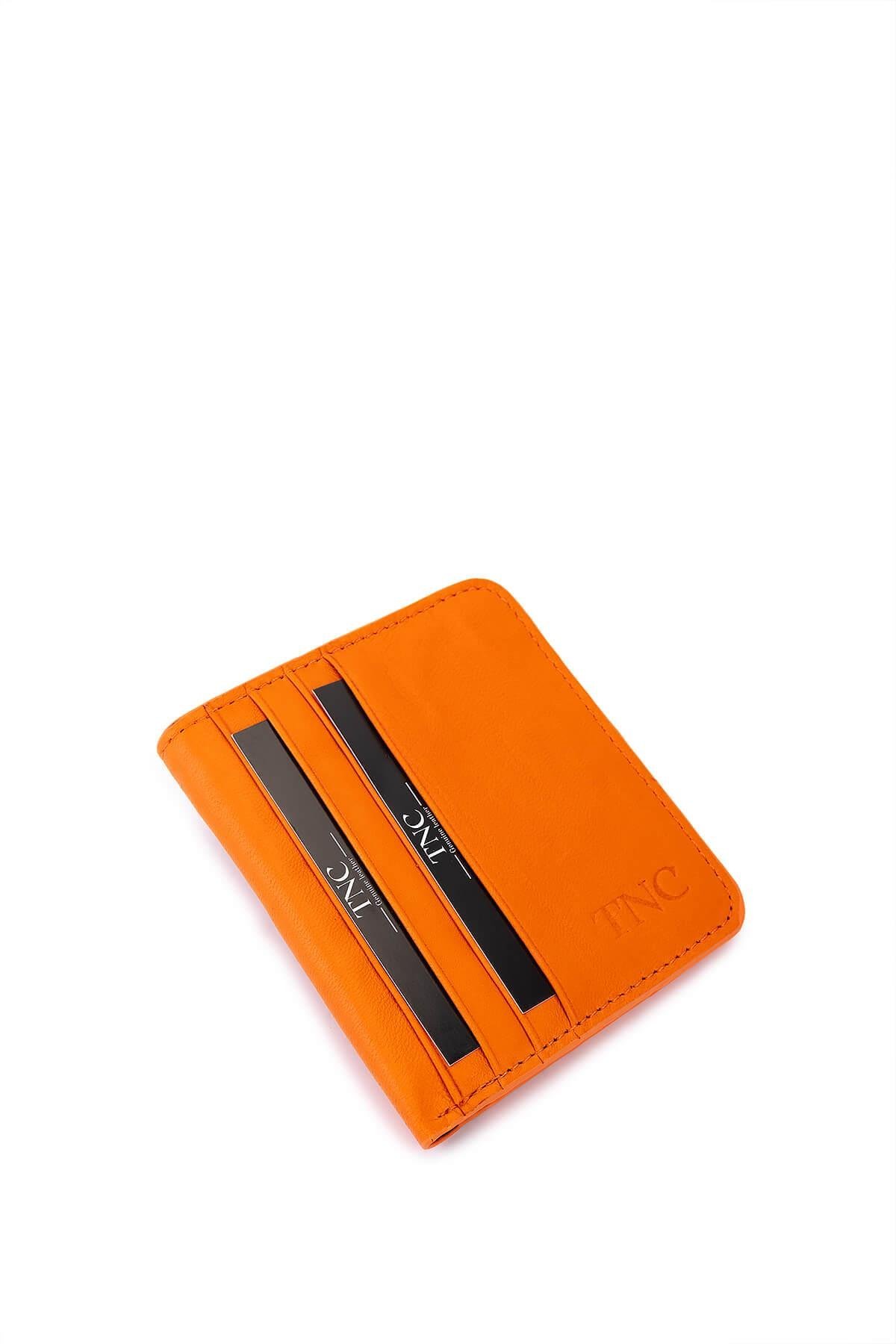Tamer Tanca Unisex Hakiki Deri Turuncu Kartlık