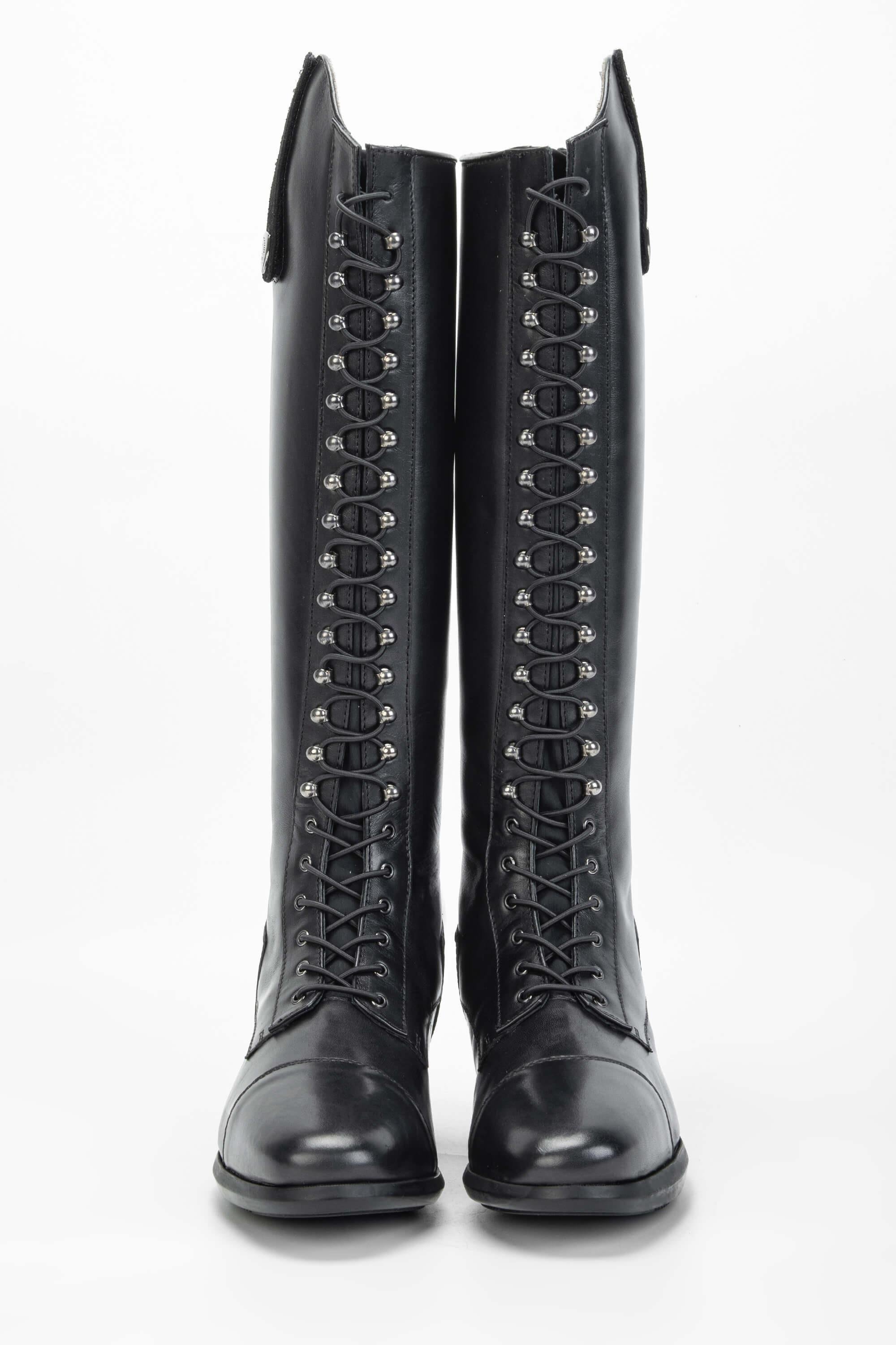 Tattini Unisex Hakiki Deri Siyah Binici Cizmesi Çizme