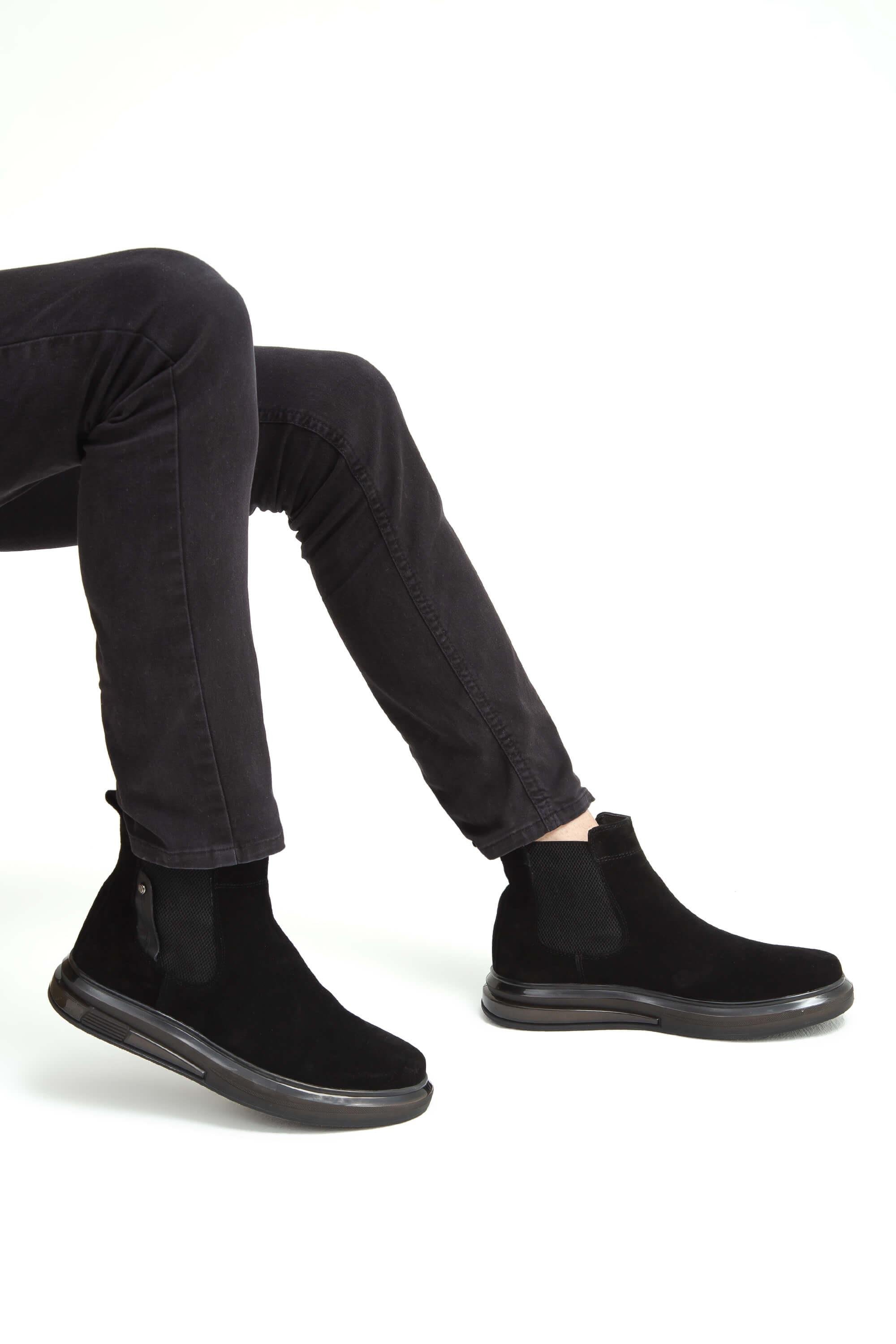 Tnc Sports Erkek Hakiki Deri Siyah Süet Casual Bot