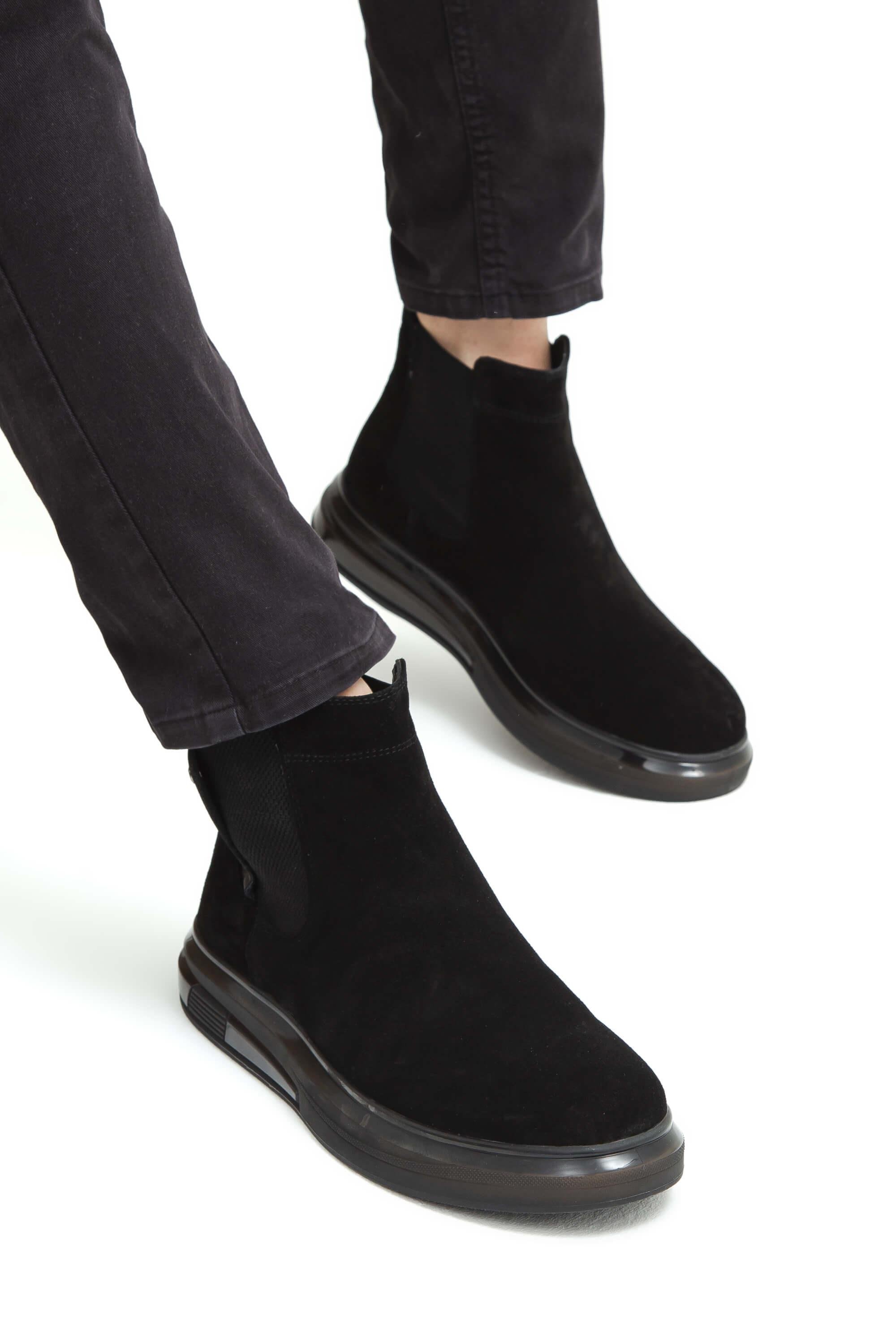 Tnc Sports Erkek Hakiki Deri Siyah Süet Casual Bot