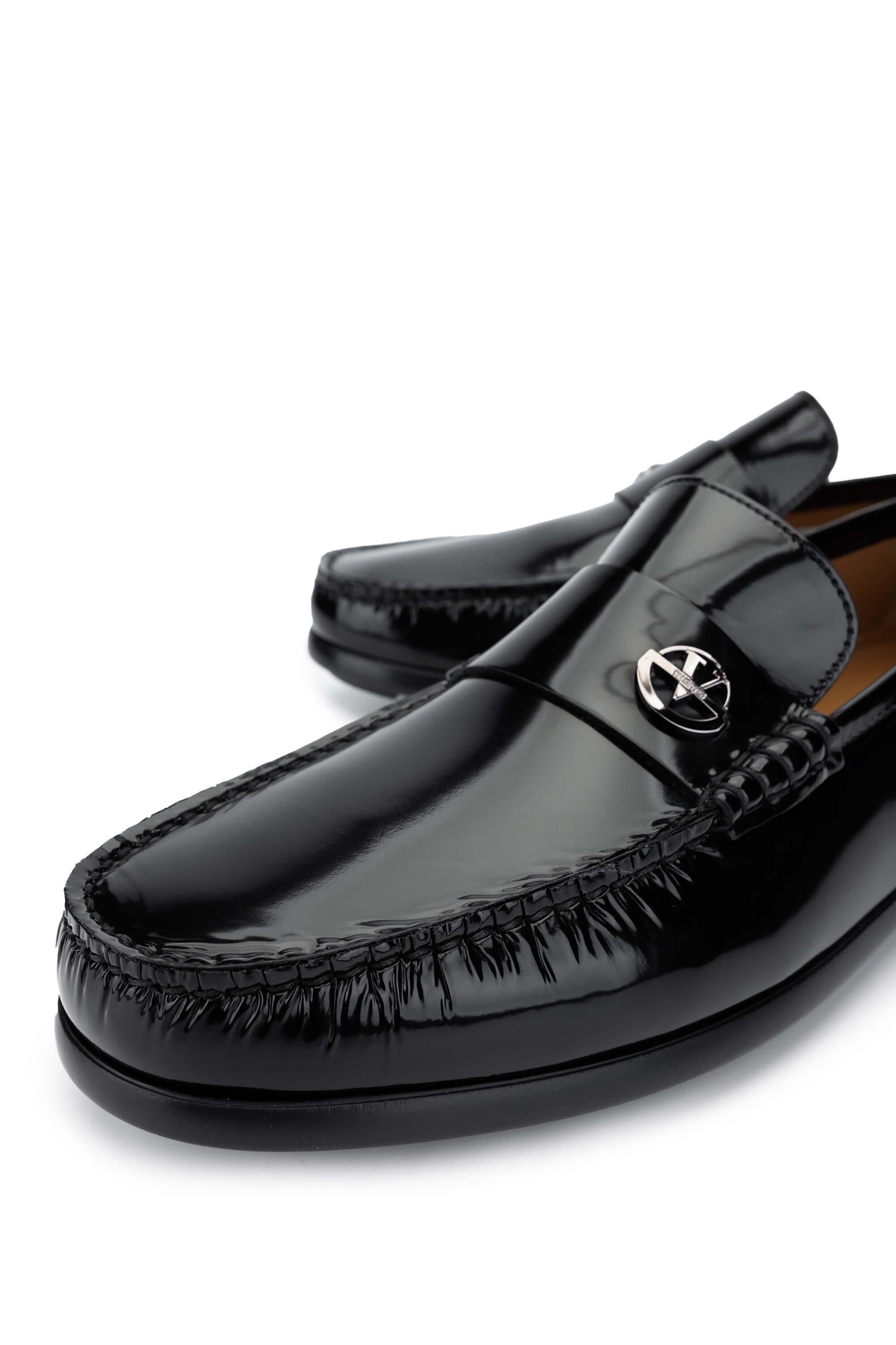 VALENTINO Erkek Hakiki Deri Siyah Loafer Ayakkabı