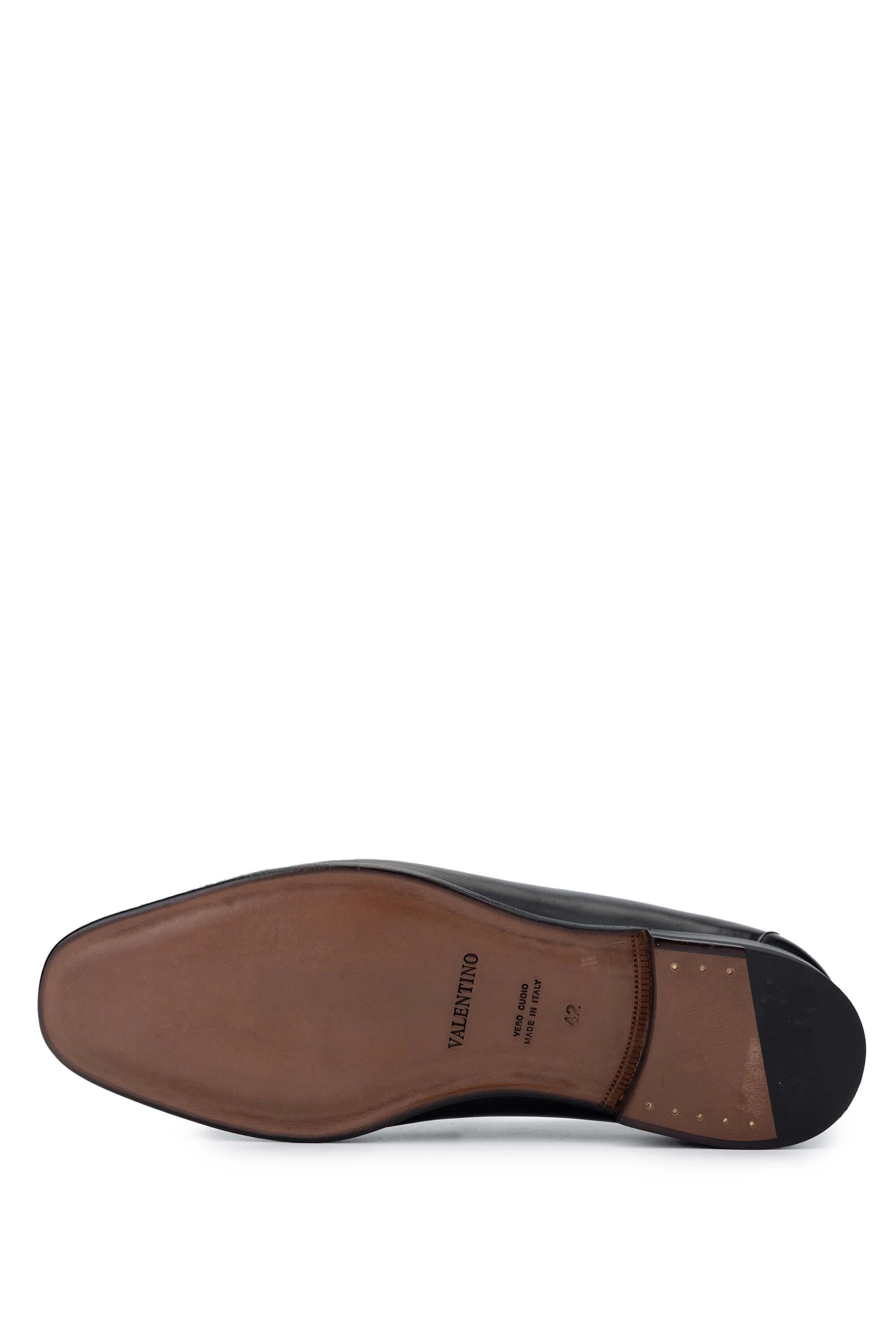 VALENTINO Erkek Hakiki Deri Siyah Loafer Ayakkabı