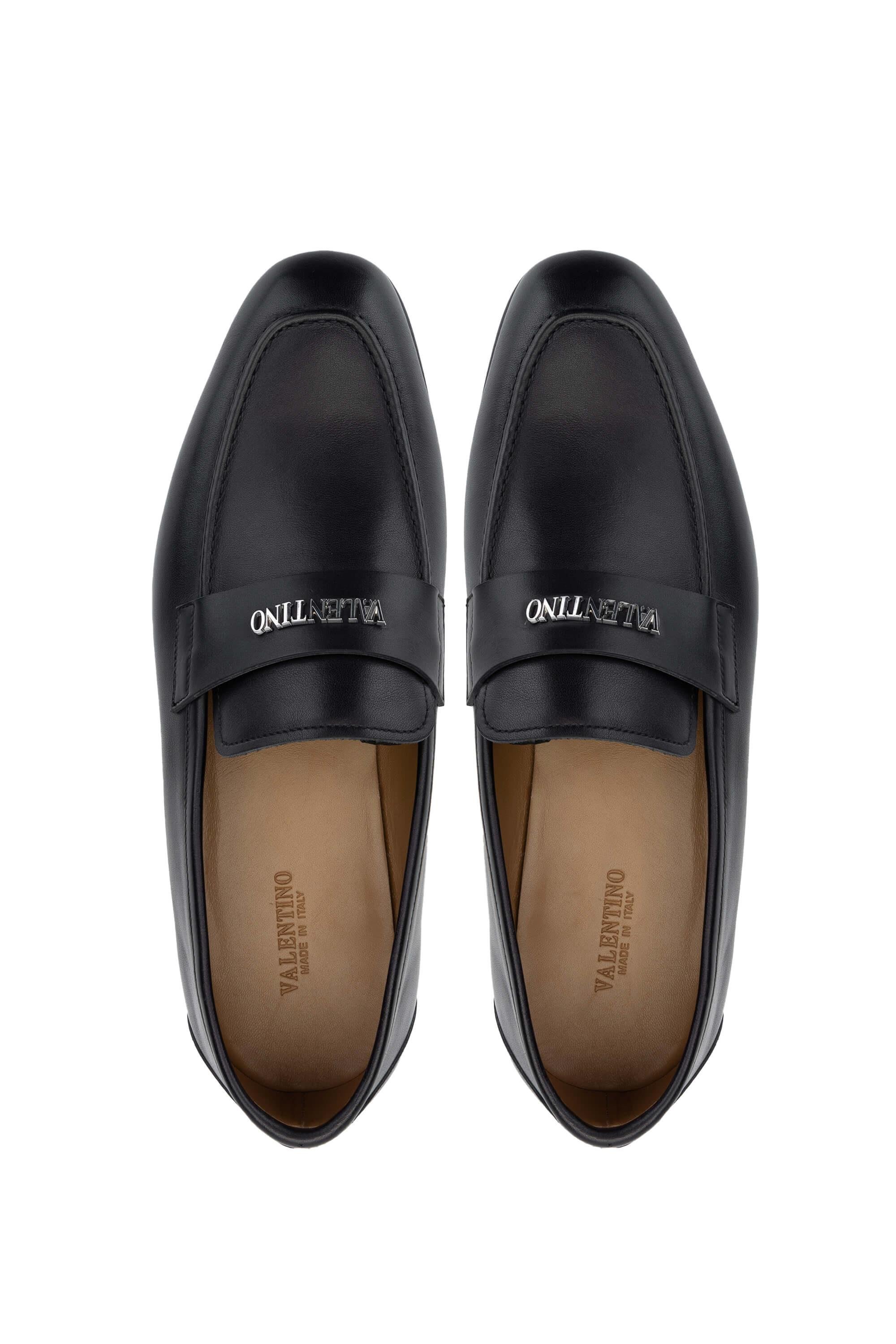 VALENTINO Erkek Hakiki Deri Siyah Loafer Ayakkabı