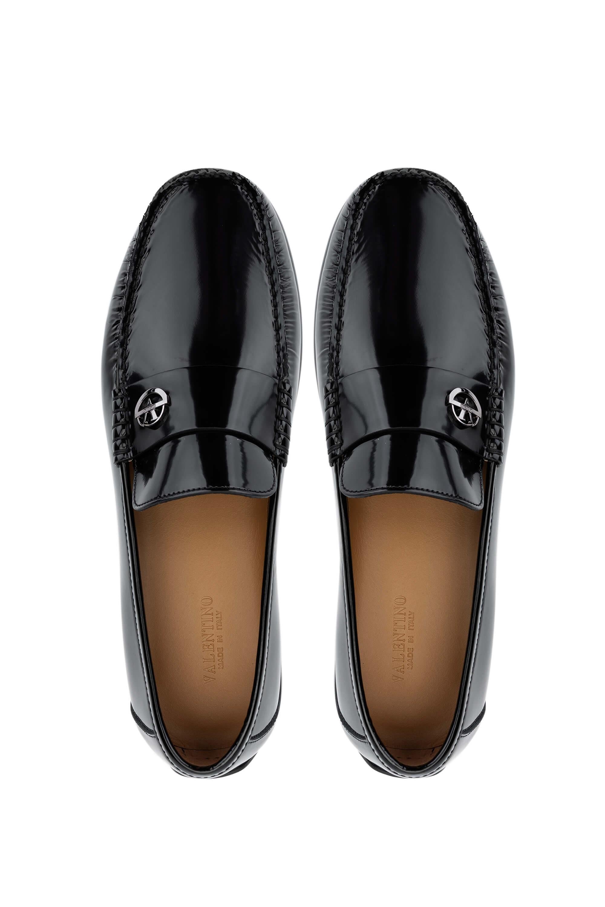 VALENTINO Erkek Hakiki Deri Siyah Loafer Ayakkabı