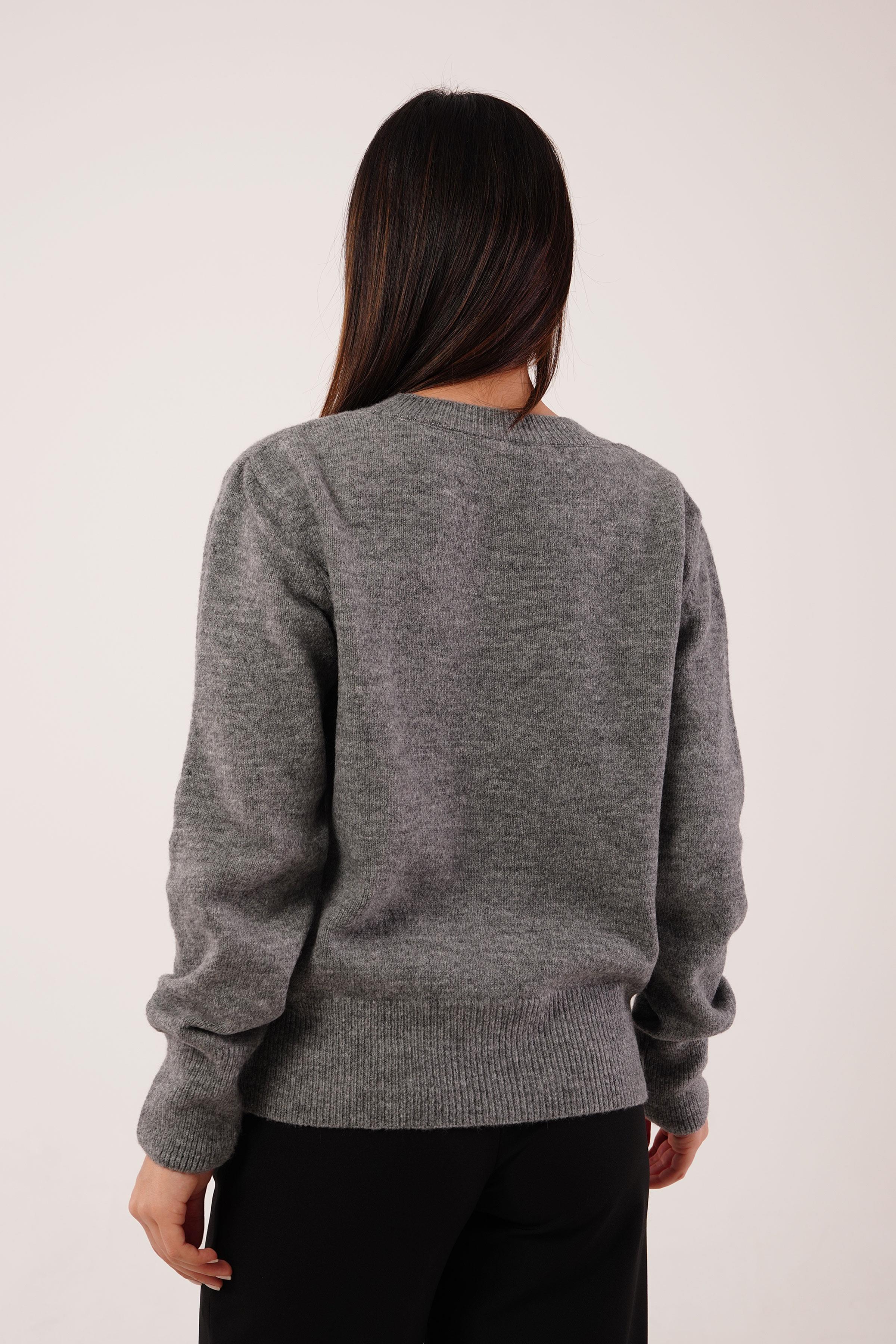 Bisiklet Yaka Düz Model Antrasit Triko Kazak