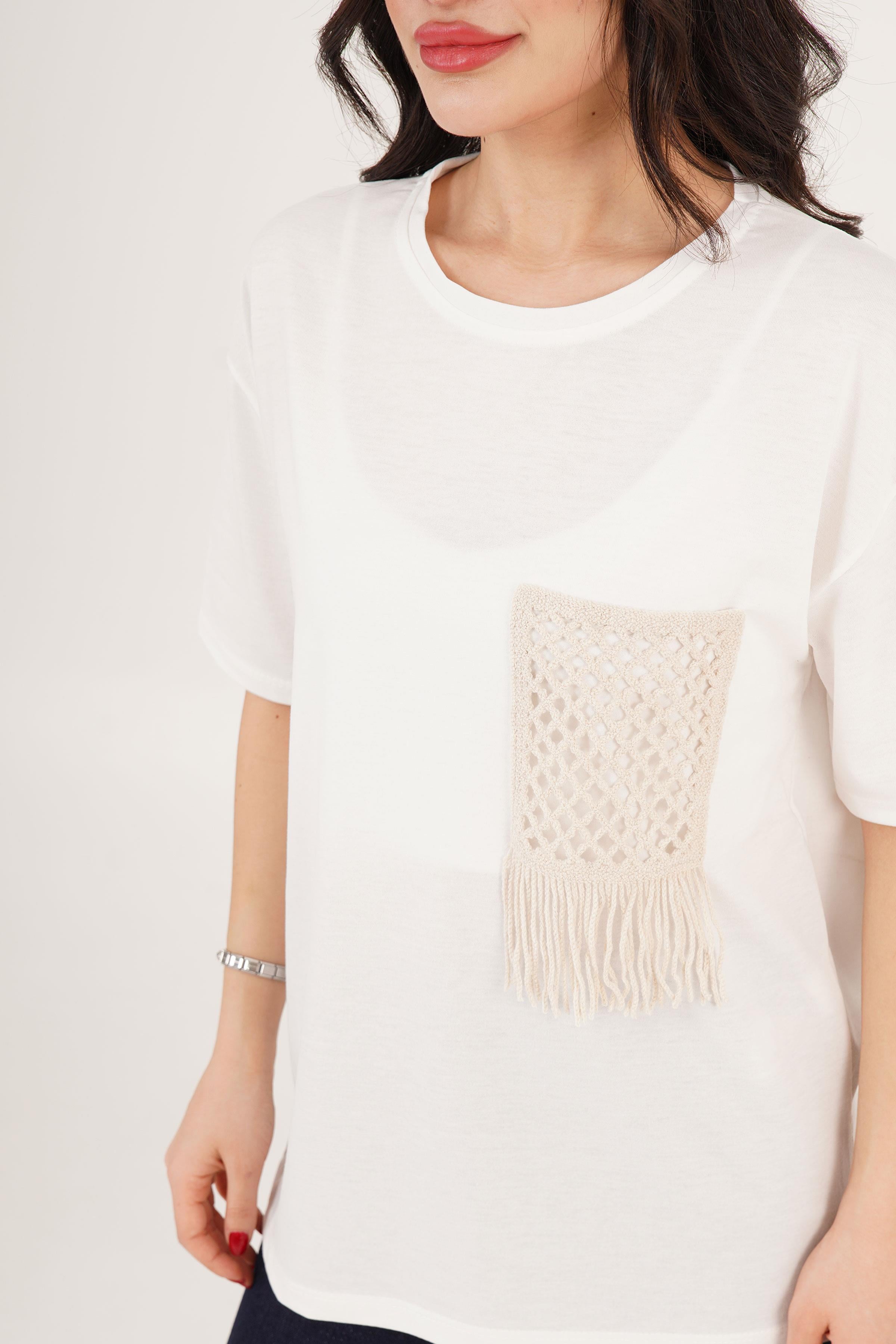 CEBİ ÖRGÜ DETAYLI BASİC TİŞÖRT