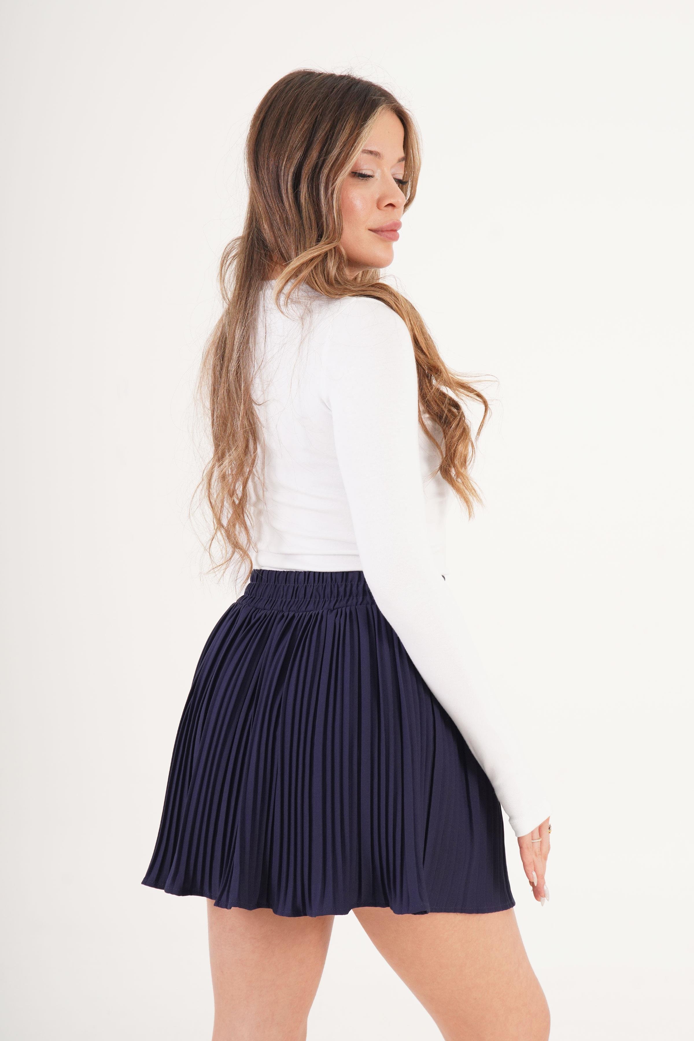 DİYAGONAL PİLİSELİ ŞORTLU ETEK