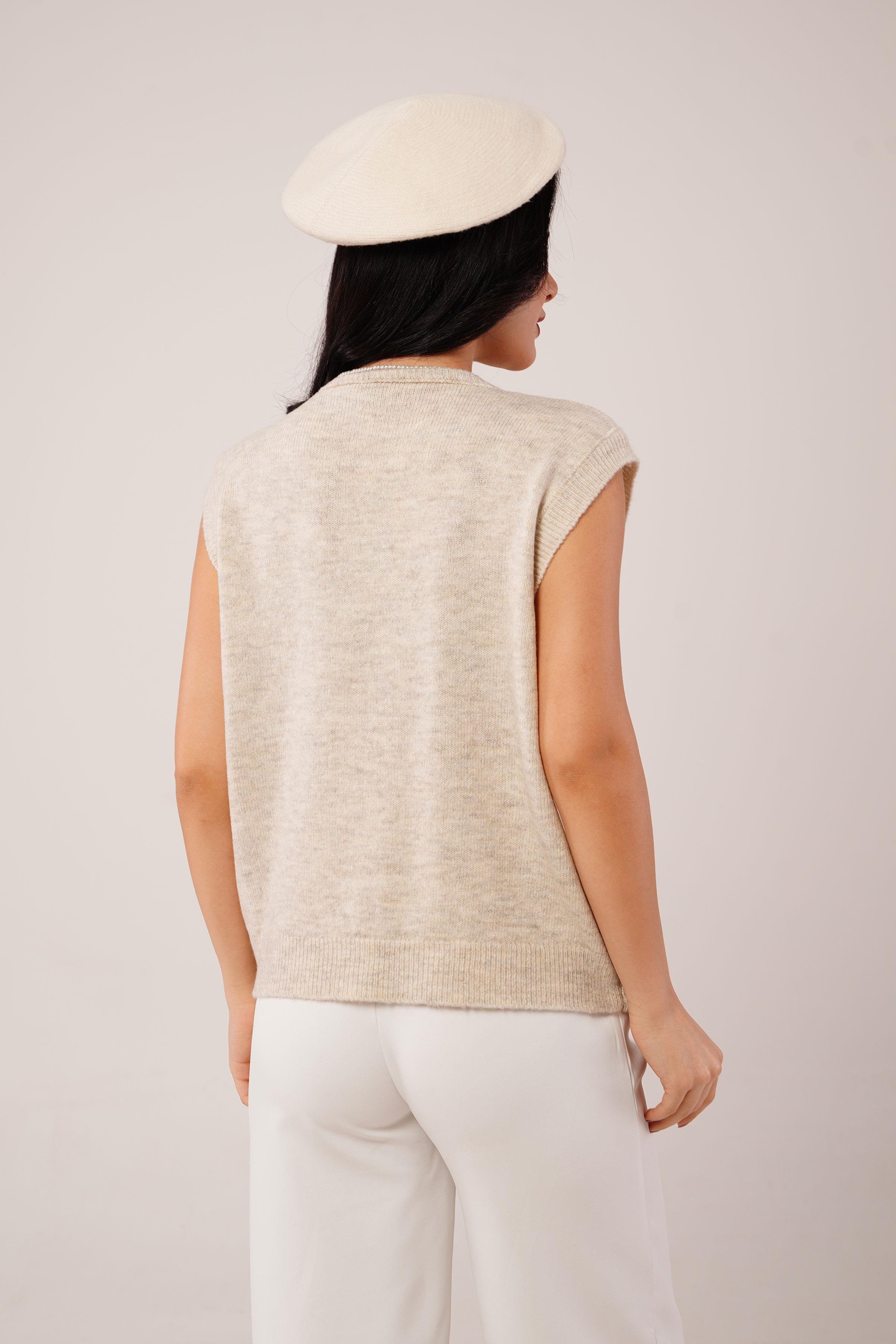 Fiyonklu Taş Triko Süveter