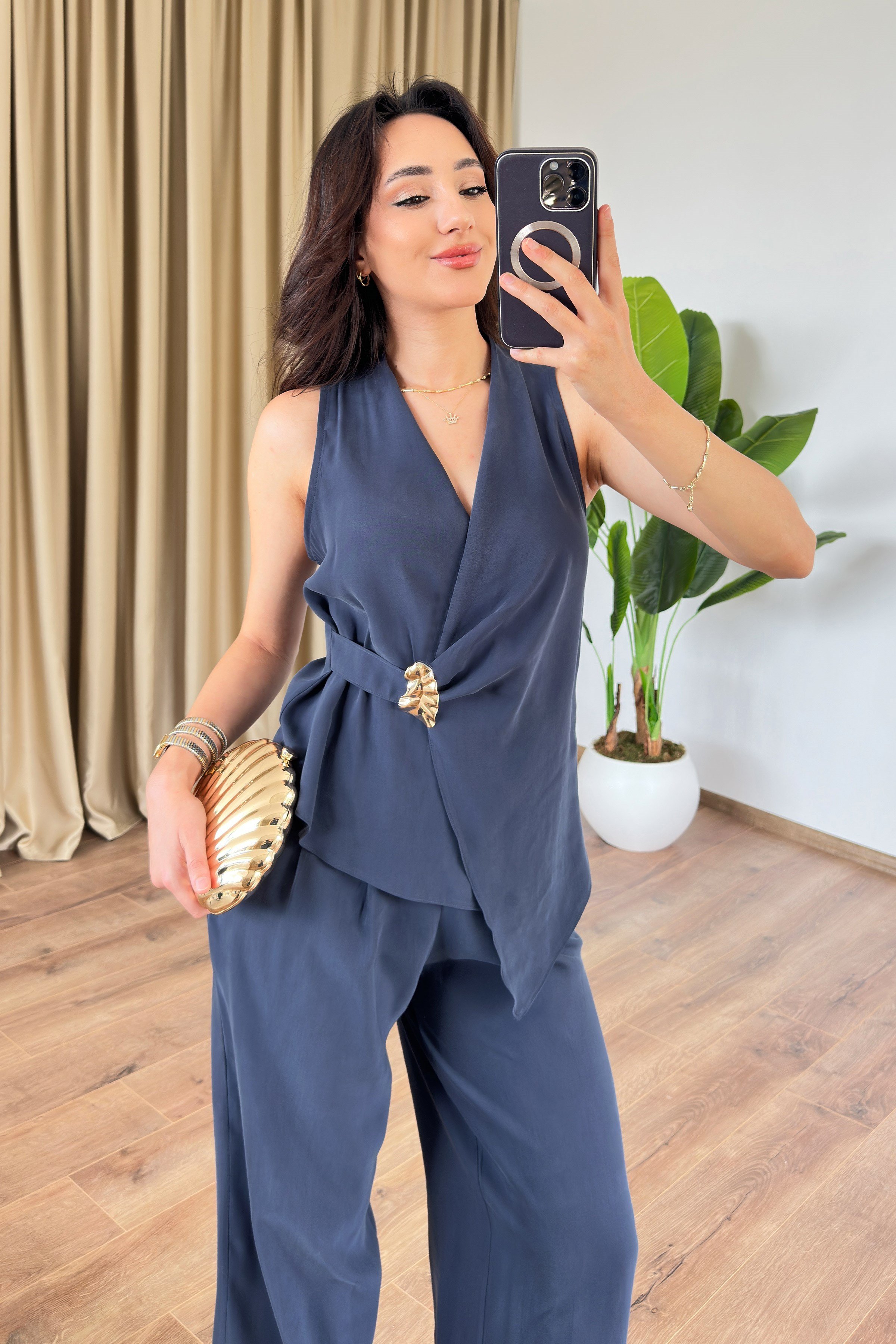 Kolsuz Model Tokalı Lacivert İkili Takım