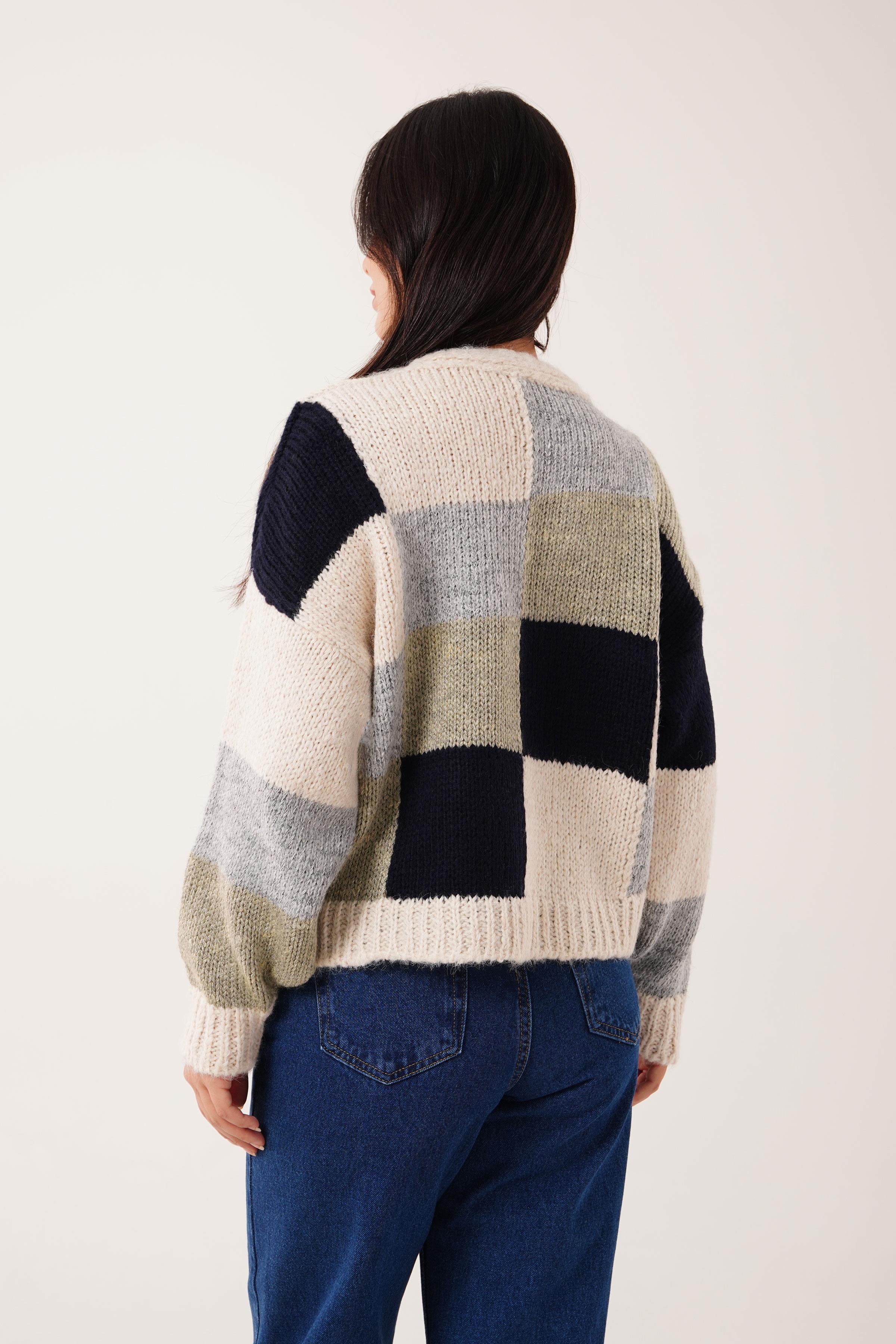 Patchwork Model Renkli Triko Kazak