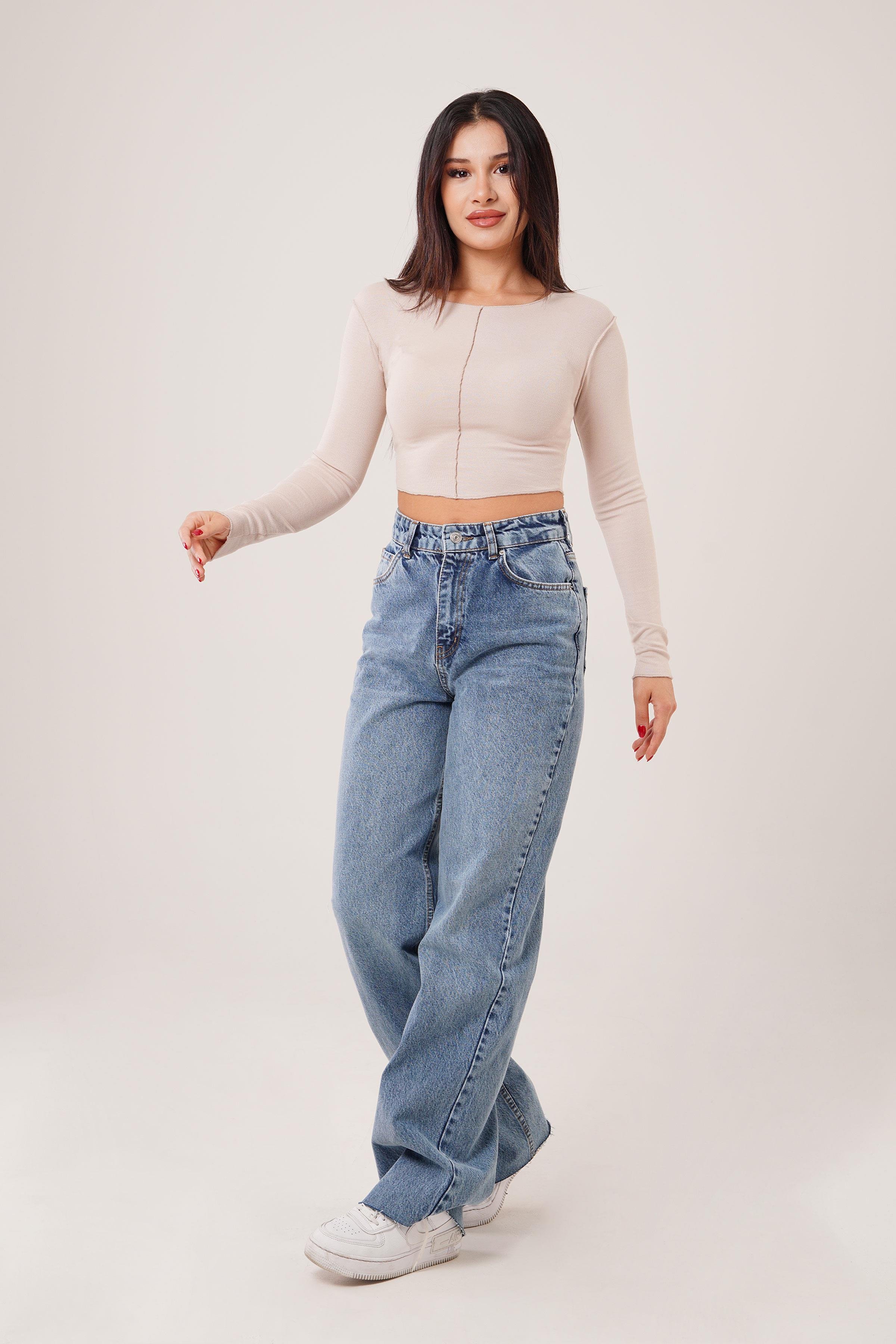 Ters Dikişli Basic Bej Body Bluz