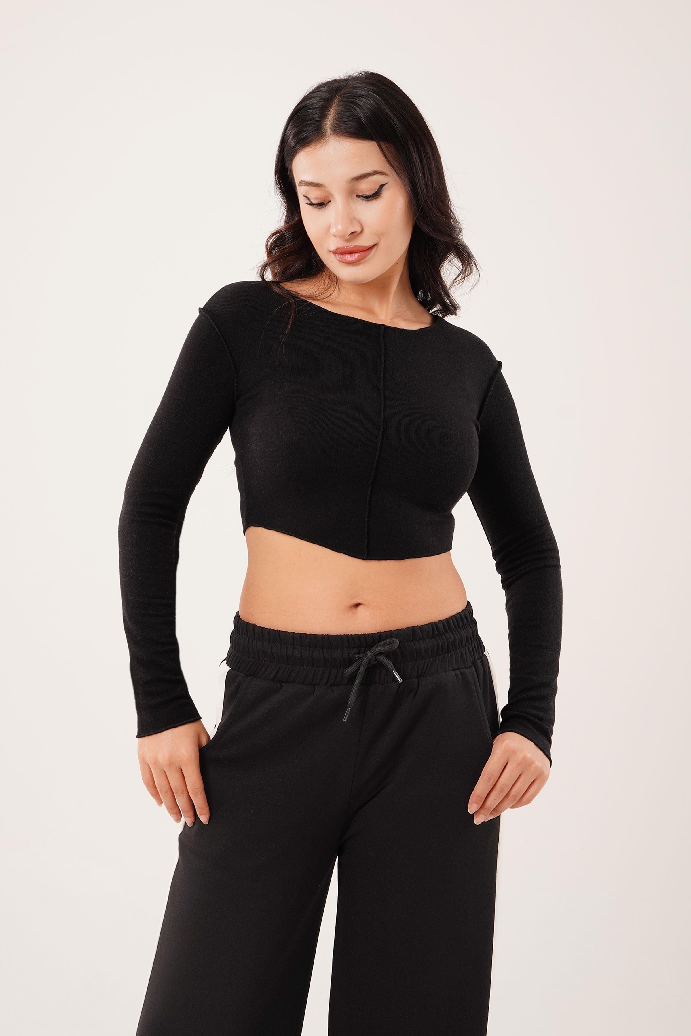 Ters Dikişli Basic Siyah Body Bluz