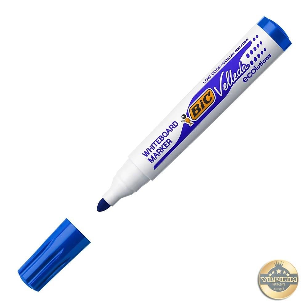 Bic Vellada 1701 Eco Beyaz Tahta Kalemi, Yuvarlak Uç, Mavi