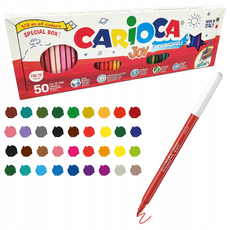 CARİOCACARİOCA SÜPER YIKANABİLİR KEÇELİ KALEM SET 50'Lİ8003511410186