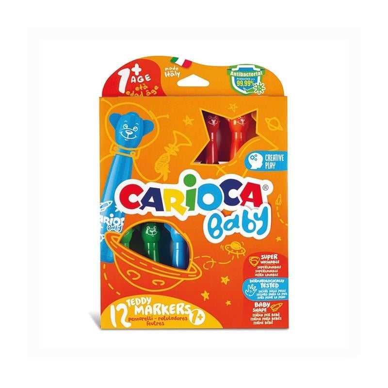 Carioca Teddy Şekilli Jumbo Bebek Süper Yıkanabilir 12'li Keçeli Boya