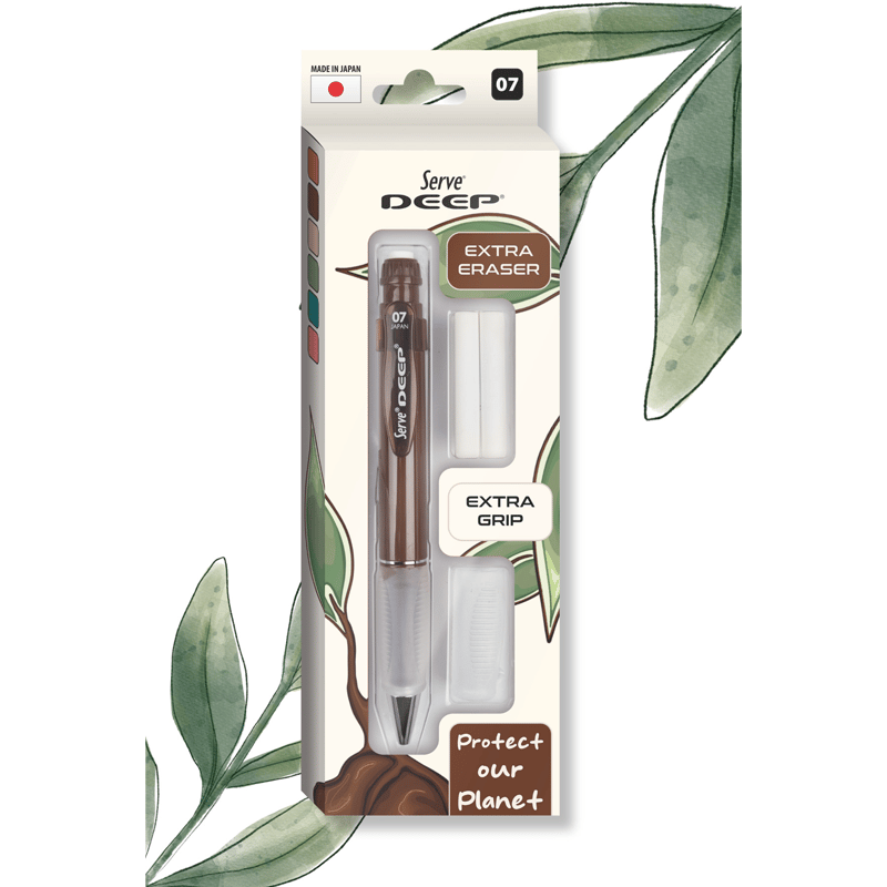 SERVEDEEP VERSATİL KALEM GRİP SİLGİ YEDEKLİ SET 07 MM PROTECT OUR PLANET8680869459526