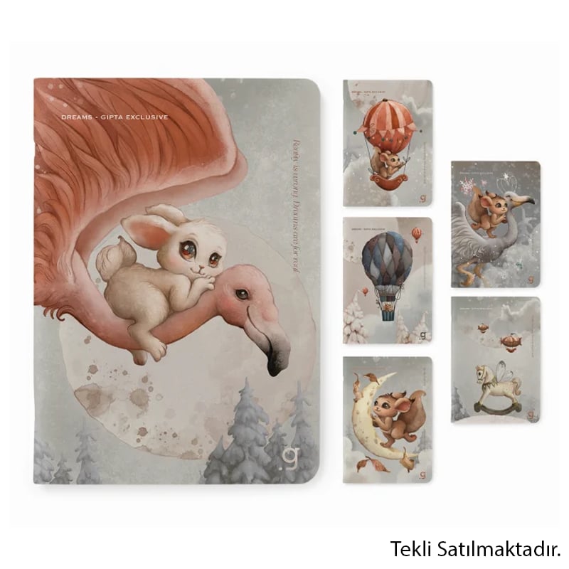 GIPTAGIPTA DREAMS TEL DİKİŞ KARTON KAPAK DEFTER 17X24 60 YP ÇİZGİSİZ8697236162309