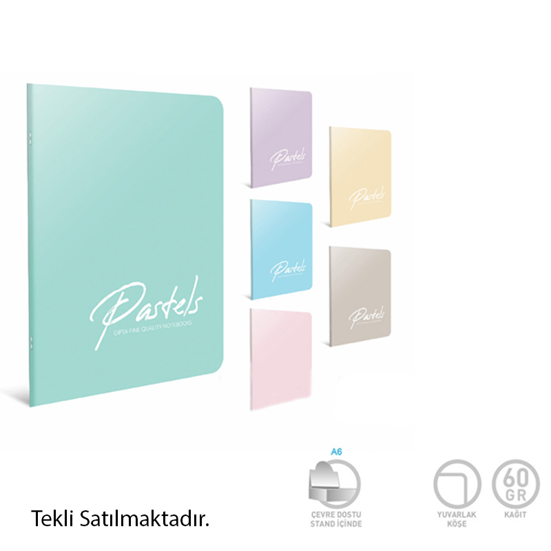 GIPTAGIPTA PASTELS TEL DİKİŞ PP KAPAK DEFTER 17X24 80 YAPRAK KARE8697236124567