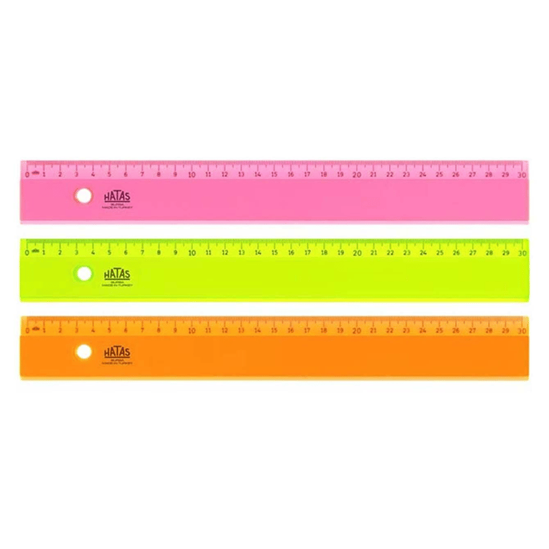 HATASHATAŞ GENİŞ PLASTİK CETVEL NEON ŞEFFAF 30 CM8692556001482