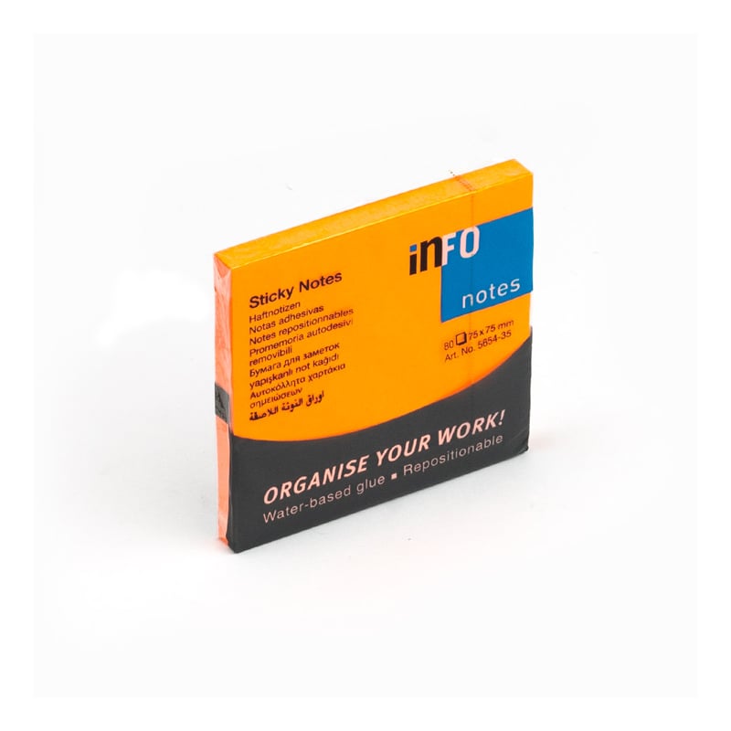 MarkasızİNFO NOTES 75x75 mm YAPIŞKANLI NOT KAĞIDITURUNCU356138-003