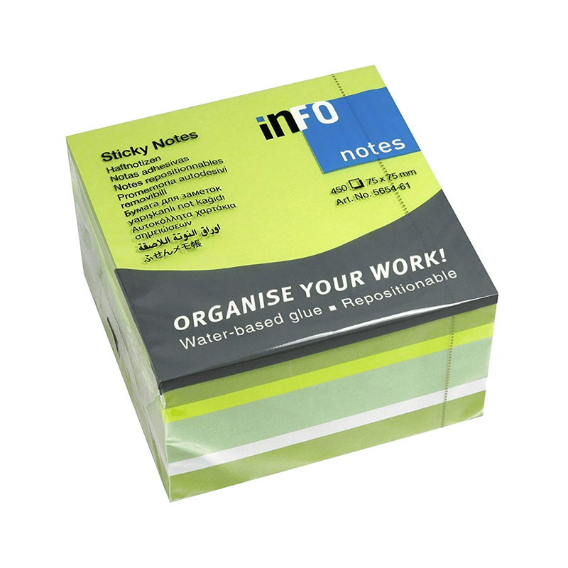 MarkasızInfo Notes 75x75 mm Yapışkanlı Not Kağıdı Pastel Renkler YeşilY0003770