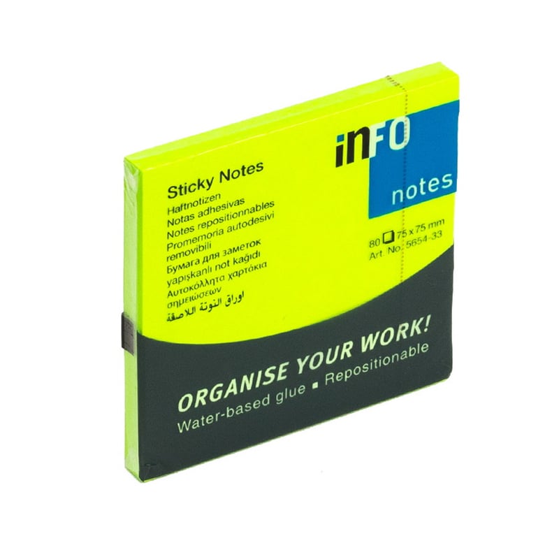 MarkasızİNFO NOTES 75x75 mm YAPIŞKANLI NOT KAĞIDI YEŞİL356138-001