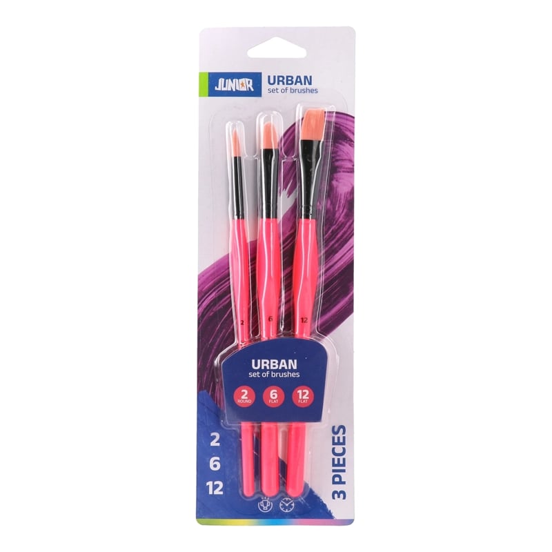MARKASIZJUNIOR 131035 URBAN SET OF BRUSHES PINK 3 PCS 6*1448600828165060