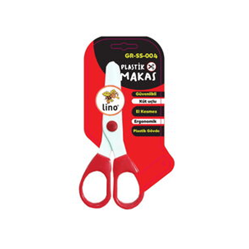 LİNOLino Plastik Çocuk Makası Kırmızı Beyaz8699847316164