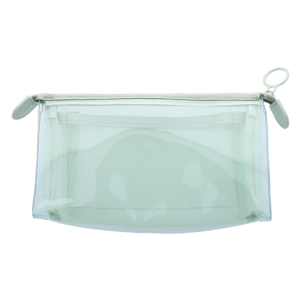 Sun-StarMitte Çift Bölmeli Şeffaf Pouch Kalemlik Yeşil 4901770740607