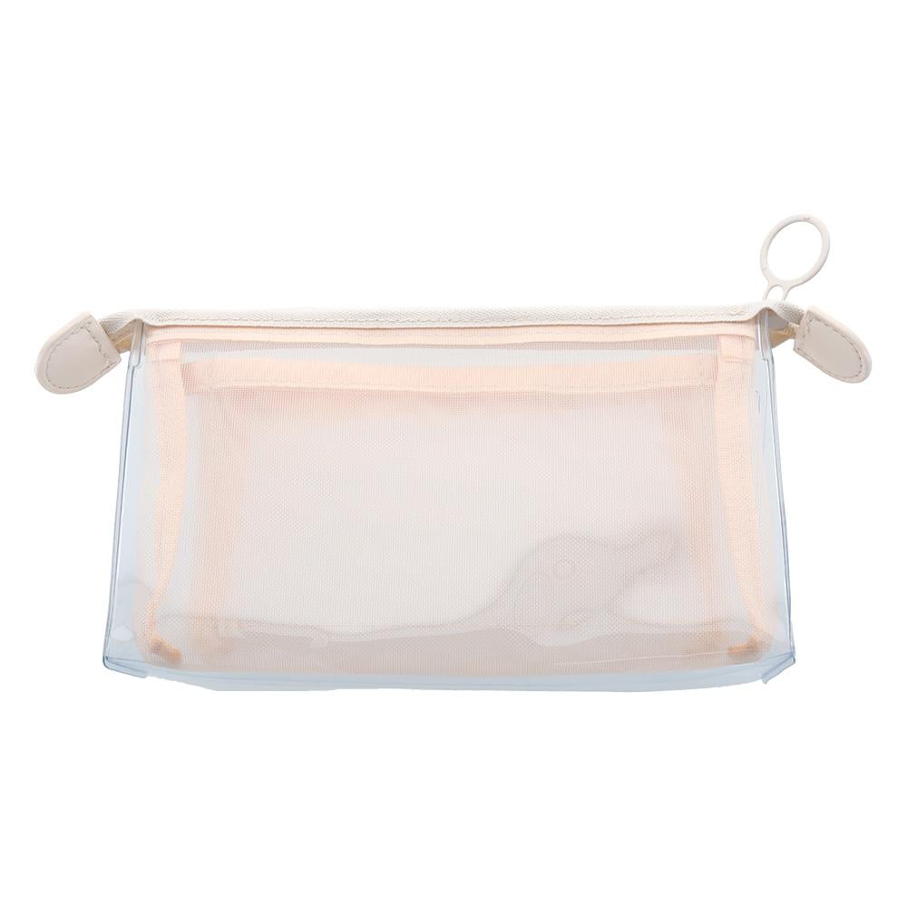 Sun-StarMitte Çift Bölmeli Şeffaf Pouch Kalemlik Bej4901770740638