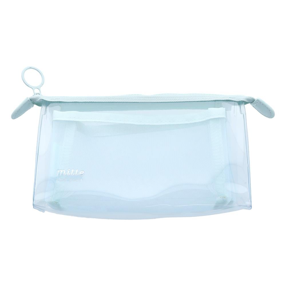 Sun-StarMitte Çift Bölmeli Şeffaf Pouch Kalemlik Mavi4901770740621