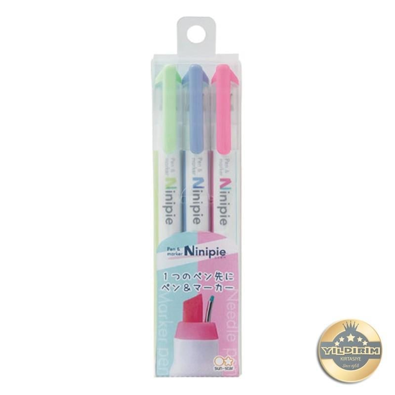 Sun-Star Ninipie Çift Uçlu Kalem Ve Marker 3' lü set