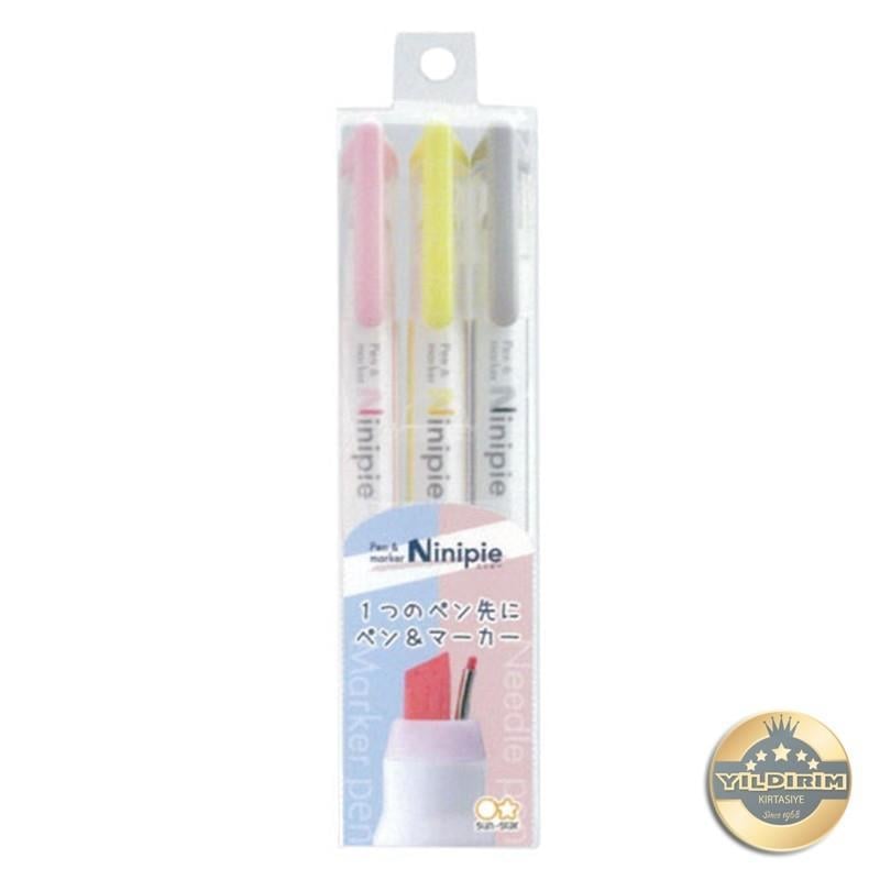 Sun-Star Ninipie Çift Uçlu Kalem Ve Marker 3' lü set