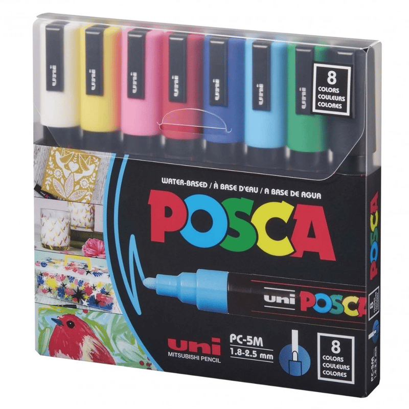 UNİBALLUNİ-BALL POSCA PC-5M/8C SET 1.8 SU BAZLI MARKER ANA RENKLER 8 Lİ4902778246092