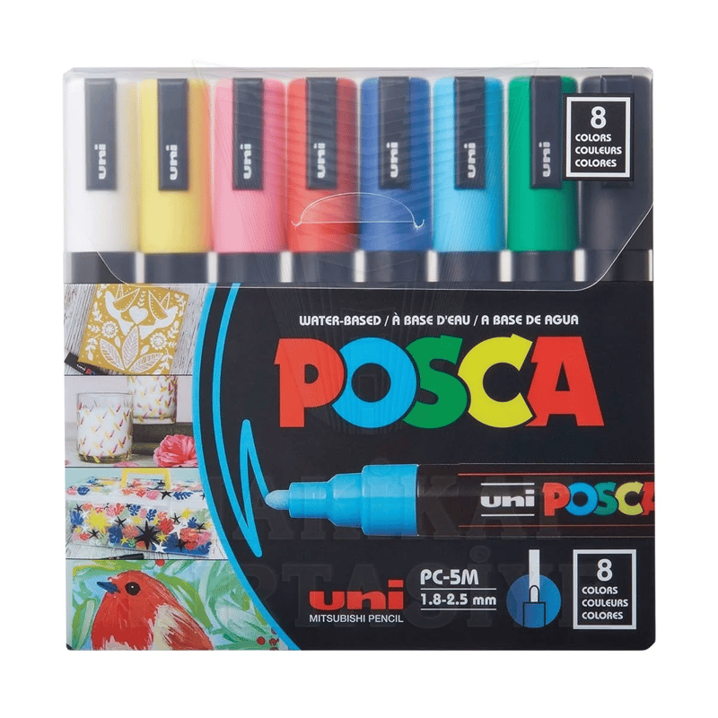 UNİBALLUNİ-BALL POSCA PC-5M/8C SET 1.8 SU BAZLI MARKER ANA RENKLER 8 Lİ4902778246092