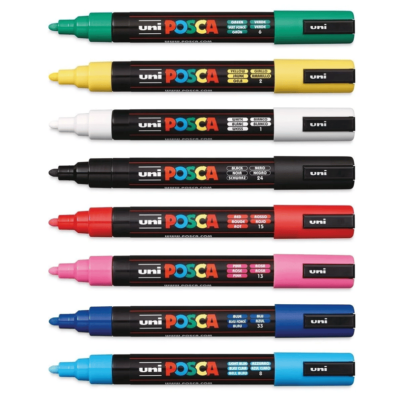 UNİBALLUNİ-BALL POSCA PC-5M/8C SET 1.8 SU BAZLI MARKER ANA RENKLER 8 Lİ4902778246092