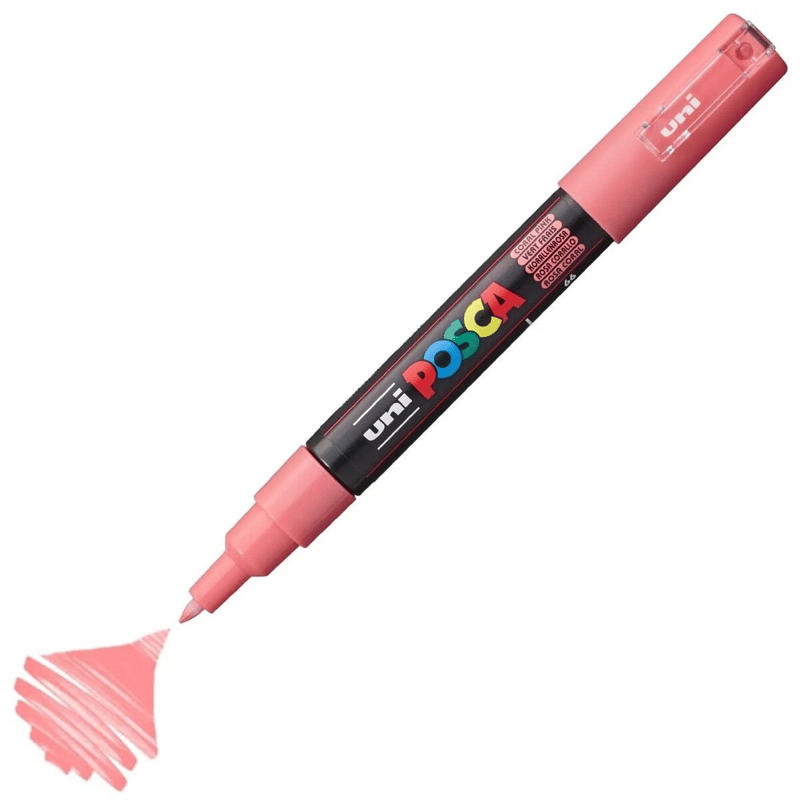 UNİBALLUNİ POSCA 0.7mm SU BAZLI BOYAMA MARKÖRÜ MERCAN PEMBESİ4902778249376