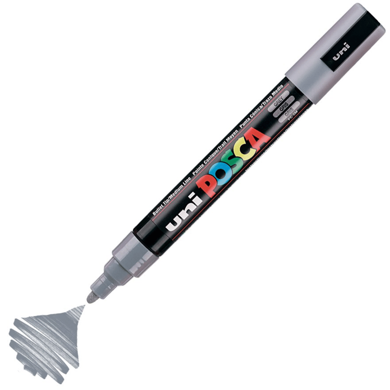 MarkasızUni Posca 0.9-1.3 Su Bazlı Poster Markörü 5 M GRİ4902778916247