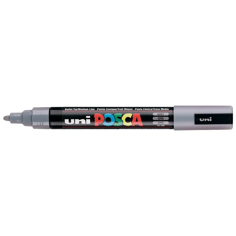 MarkasızUni Posca 0.9-1.3 Su Bazlı Poster Markörü 5 M GRİ4902778916247