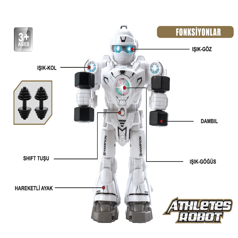 MarkasızVARDEM DF-6026 IŞIKLI VE MÜZİKLİ HAREKETLİ ATLETİK SPORCU PİLLİ ROBOT8694359095132