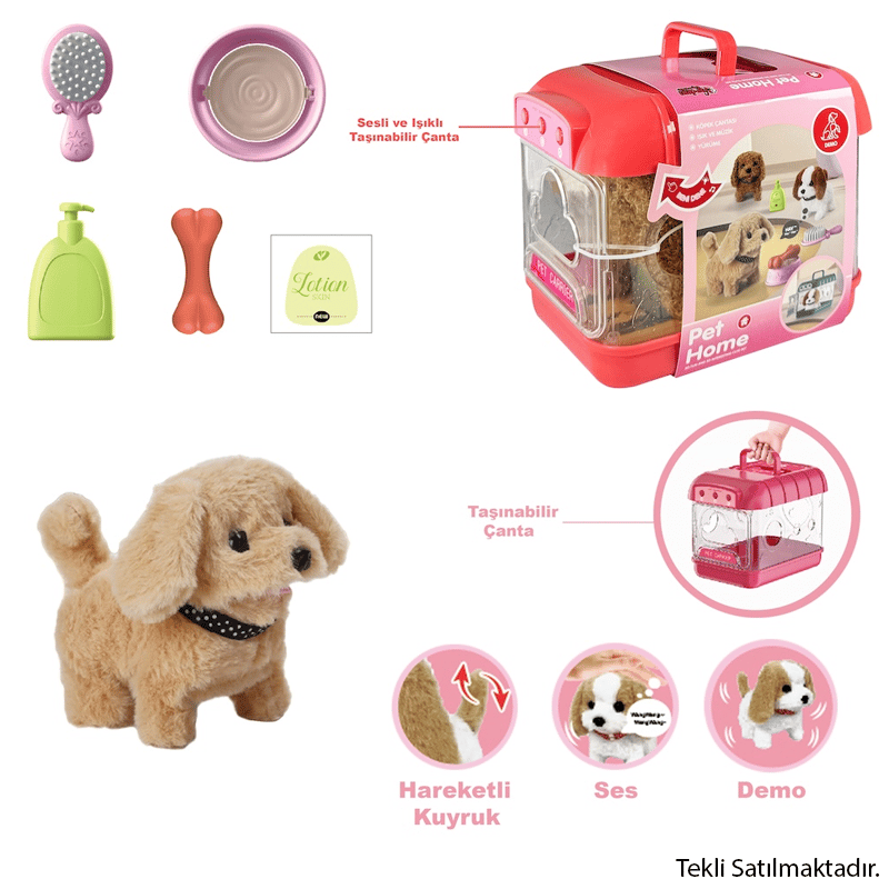 MarkasızVARDEM JND-6806 HAREKETLİ KÖPEK VE IŞIKLI SESLİ ŞEFFAF KAFES SETİ8694359091745