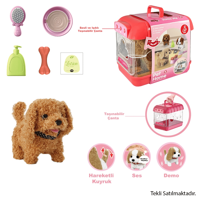 MarkasızVARDEM JND-6806 HAREKETLİ KÖPEK VE IŞIKLI SESLİ ŞEFFAF KAFES SETİ8694359091745